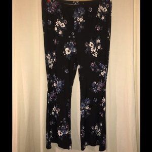 Floral Flare Pants - Elastic Waist
